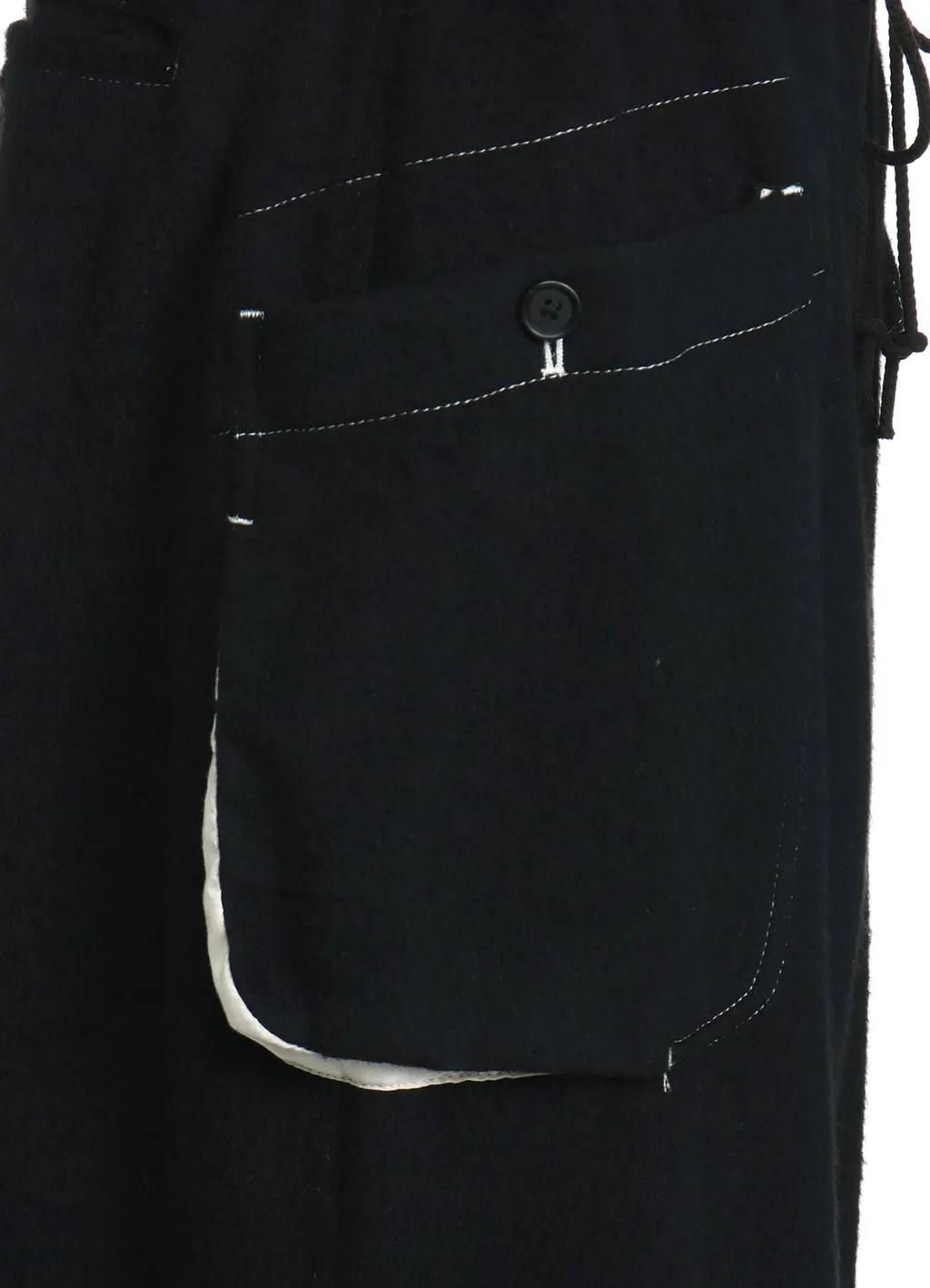 Eco Wool Beaver White Stitch Cargo Pants With Asymmetrical Pockets