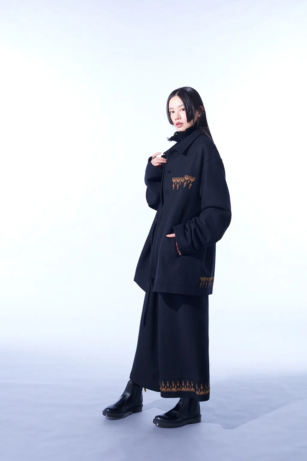 Compressed Jersey Ethnic Embroidered Blouson