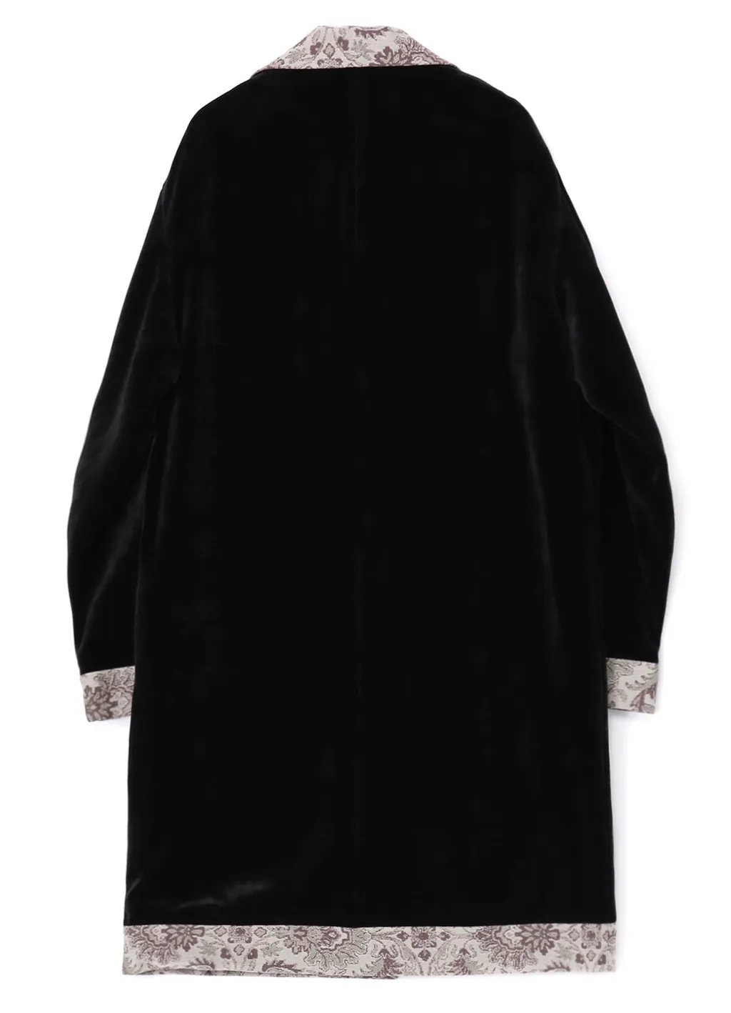 Velveteen Long Coat With Gobelins Jacquard Switched Design