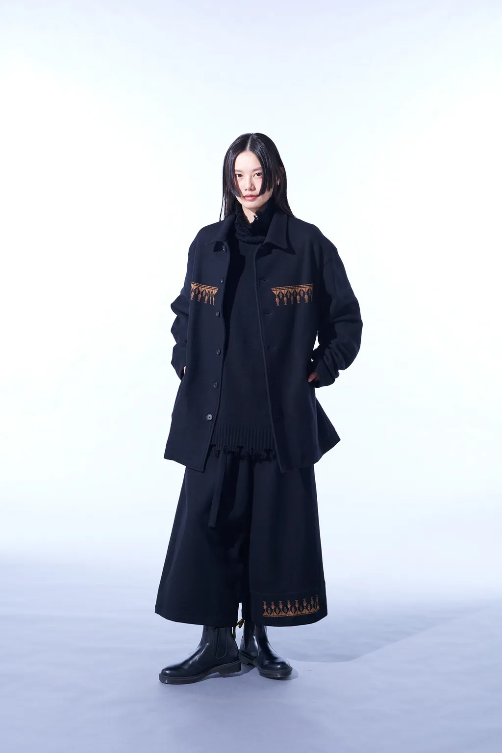 Compressed Jersey Ethnic Embroidered Wrap Pants