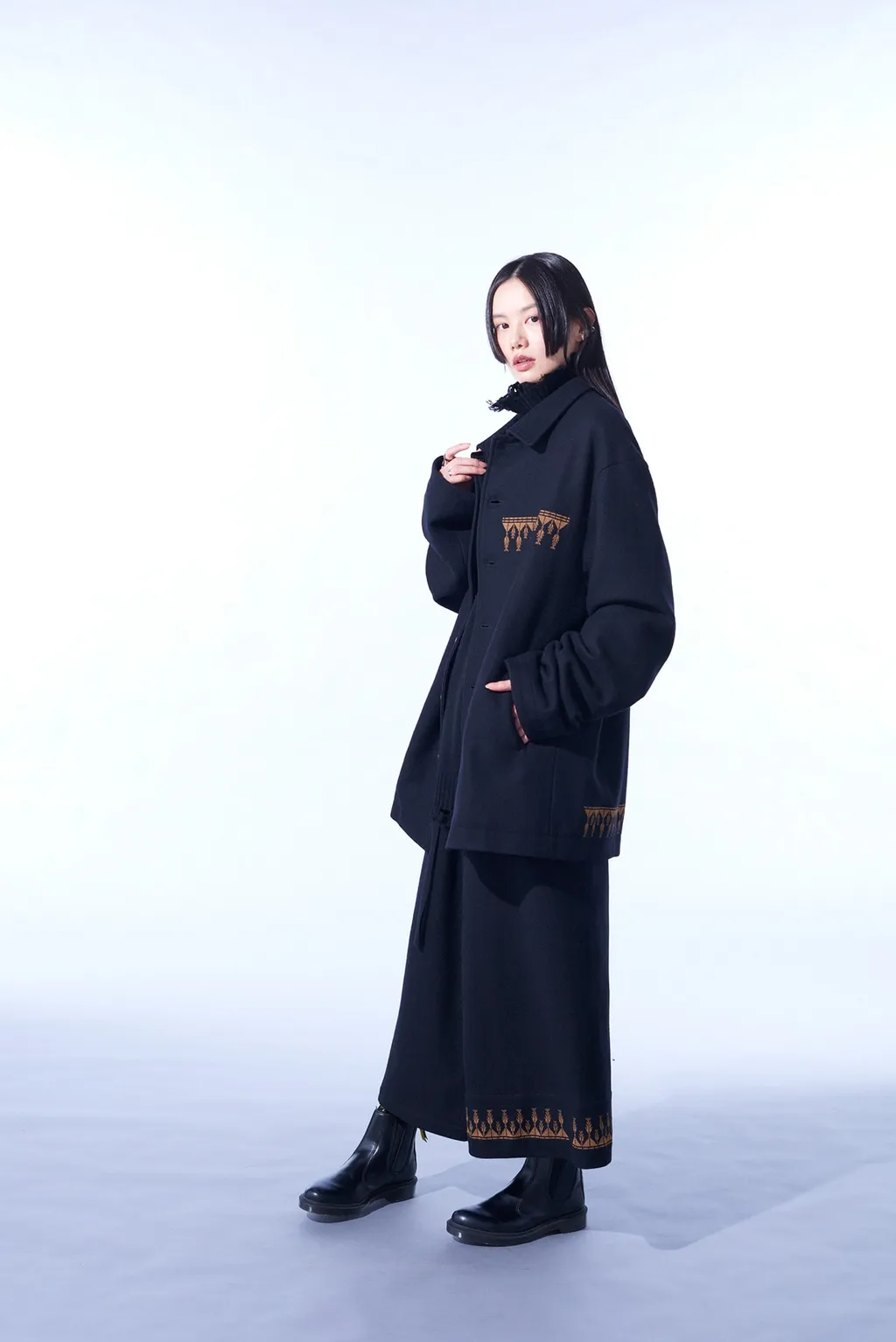 Compressed Jersey Ethnic Embroidered Wrap Pants
