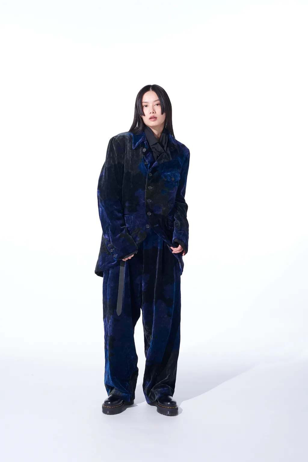 Tie-Dye Velvet Suspender Pants With Triangle Gusset