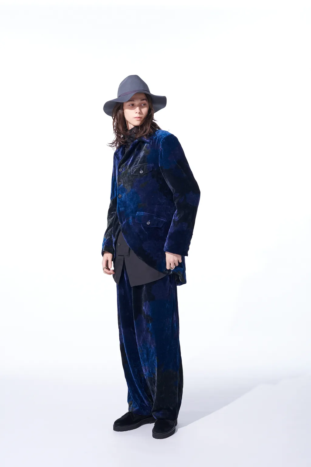 Tie-Dye Velvet Semi-Double-Breasted Jacket