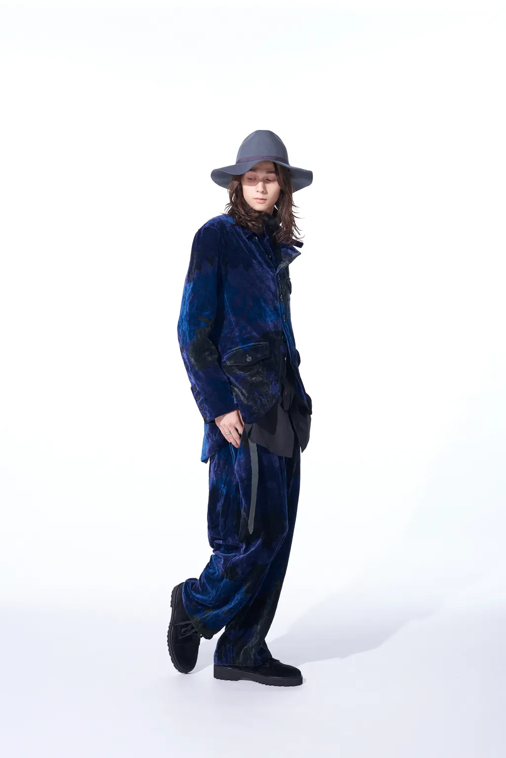 Tie-Dye Velvet Semi-Double-Breasted Jacket