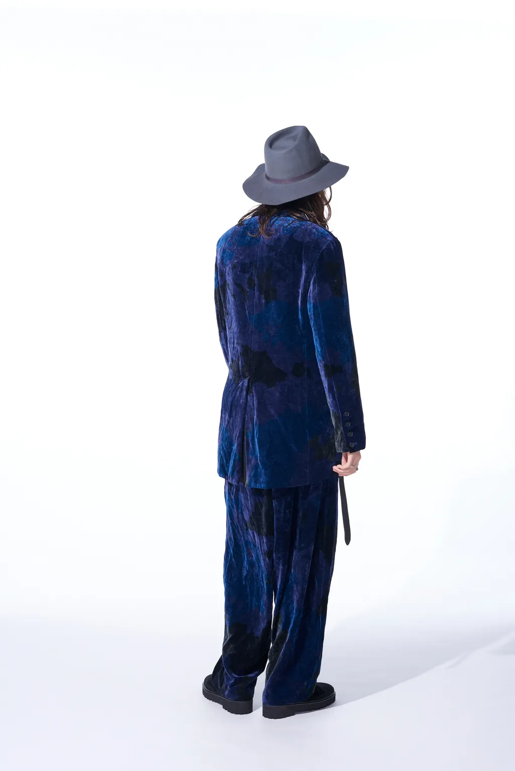 Tie-Dye Velvet Semi-Double-Breasted Jacket