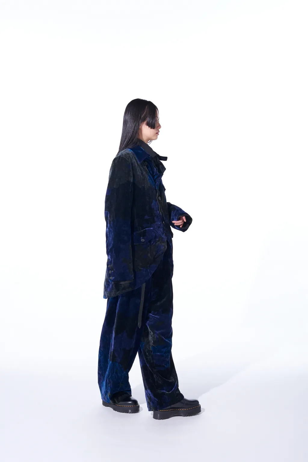 Tie-Dye Velvet Semi-Double-Breasted Jacket