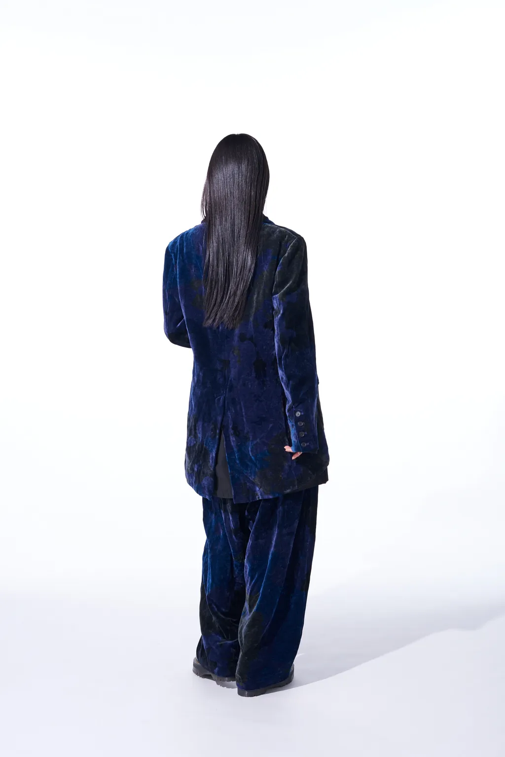 Tie-Dye Velvet Semi-Double-Breasted Jacket