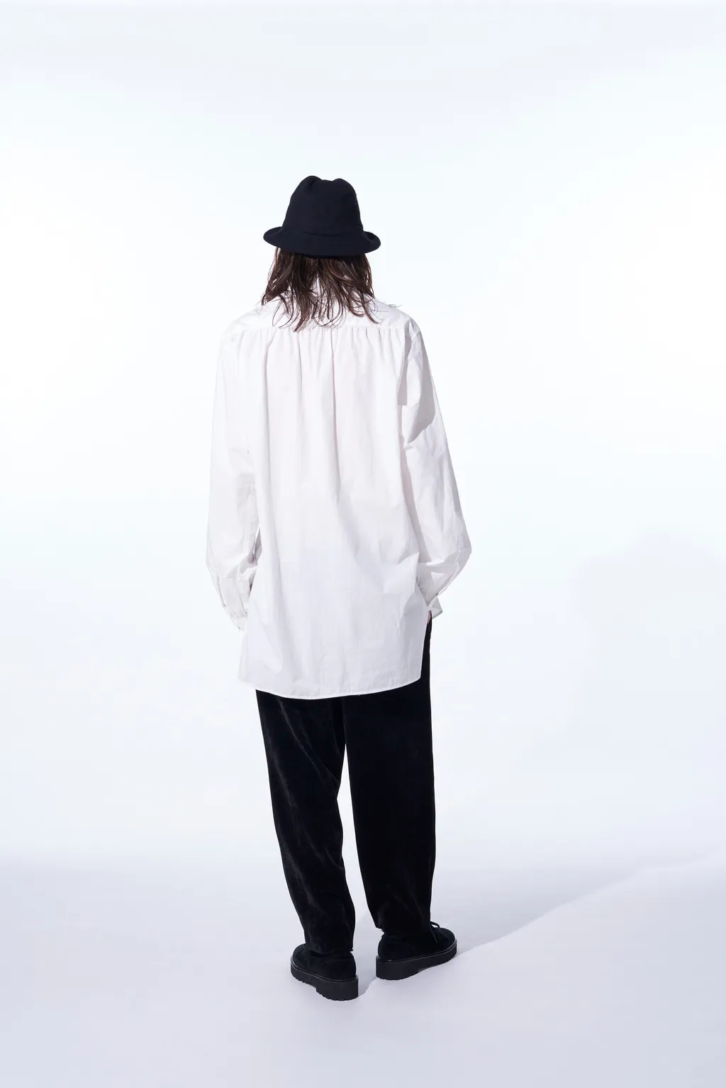 Cotton/Linen Washer Typewriter Big-Collared Shirt