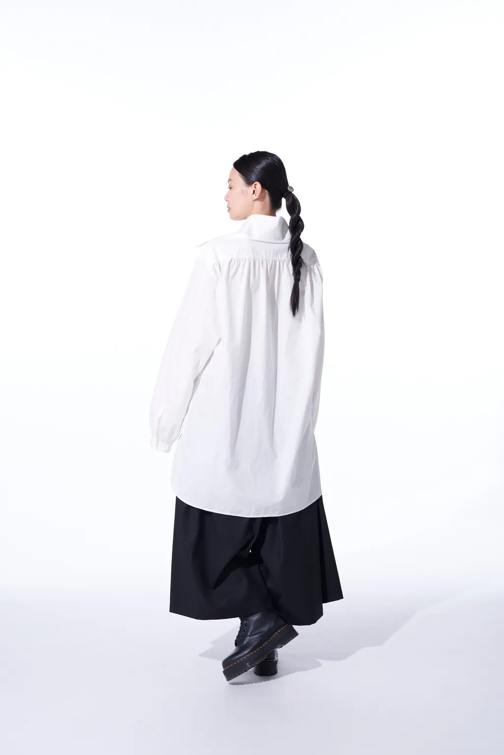 Cotton/Linen Washer Typewriter Big-Collared Shirt