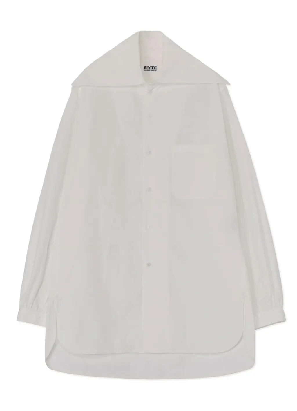 Cotton/Linen Washer Typewriter Big-Collared Shirt