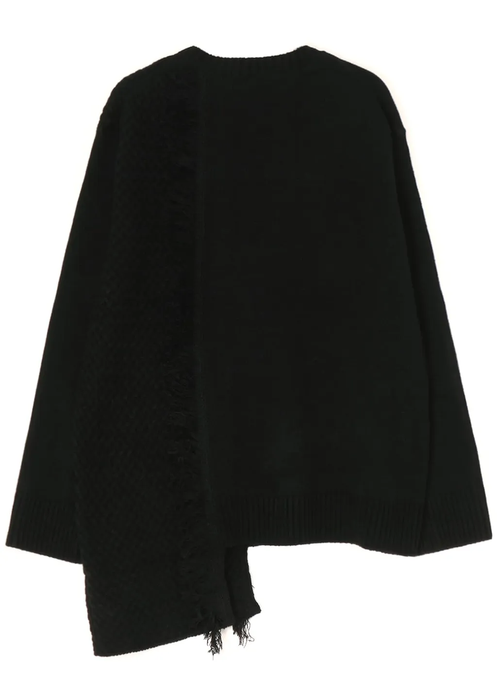 Asymmetrical Design Knit With Fringe Detail Switched To Jacquard Knitting