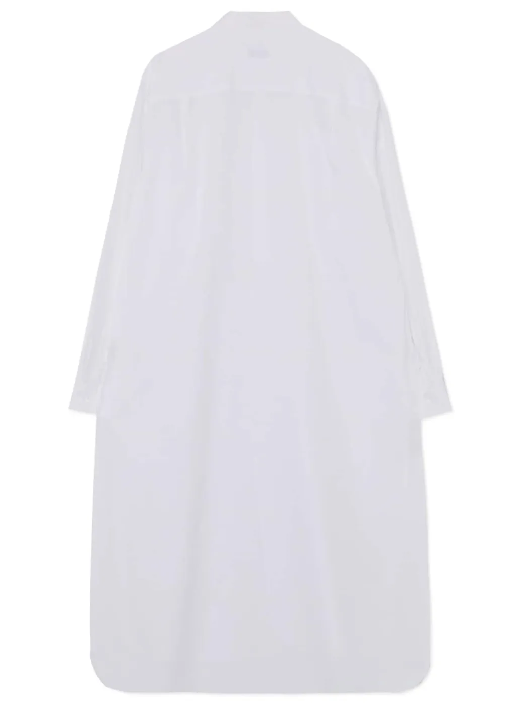 Cotton Broad Cloth Stand Collar Long Shirt With Rounded Hem