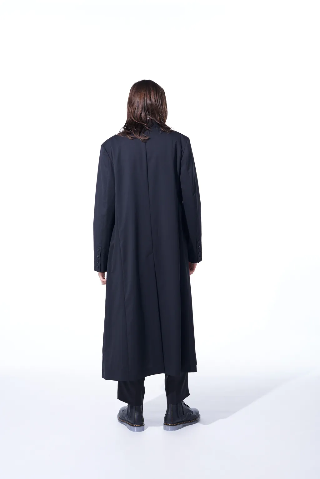 T/W Gabardine Collarless 5-Button Long Jacket