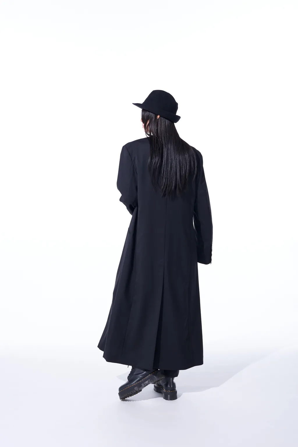 T/W Gabardine Collarless 5-Button Long Jacket