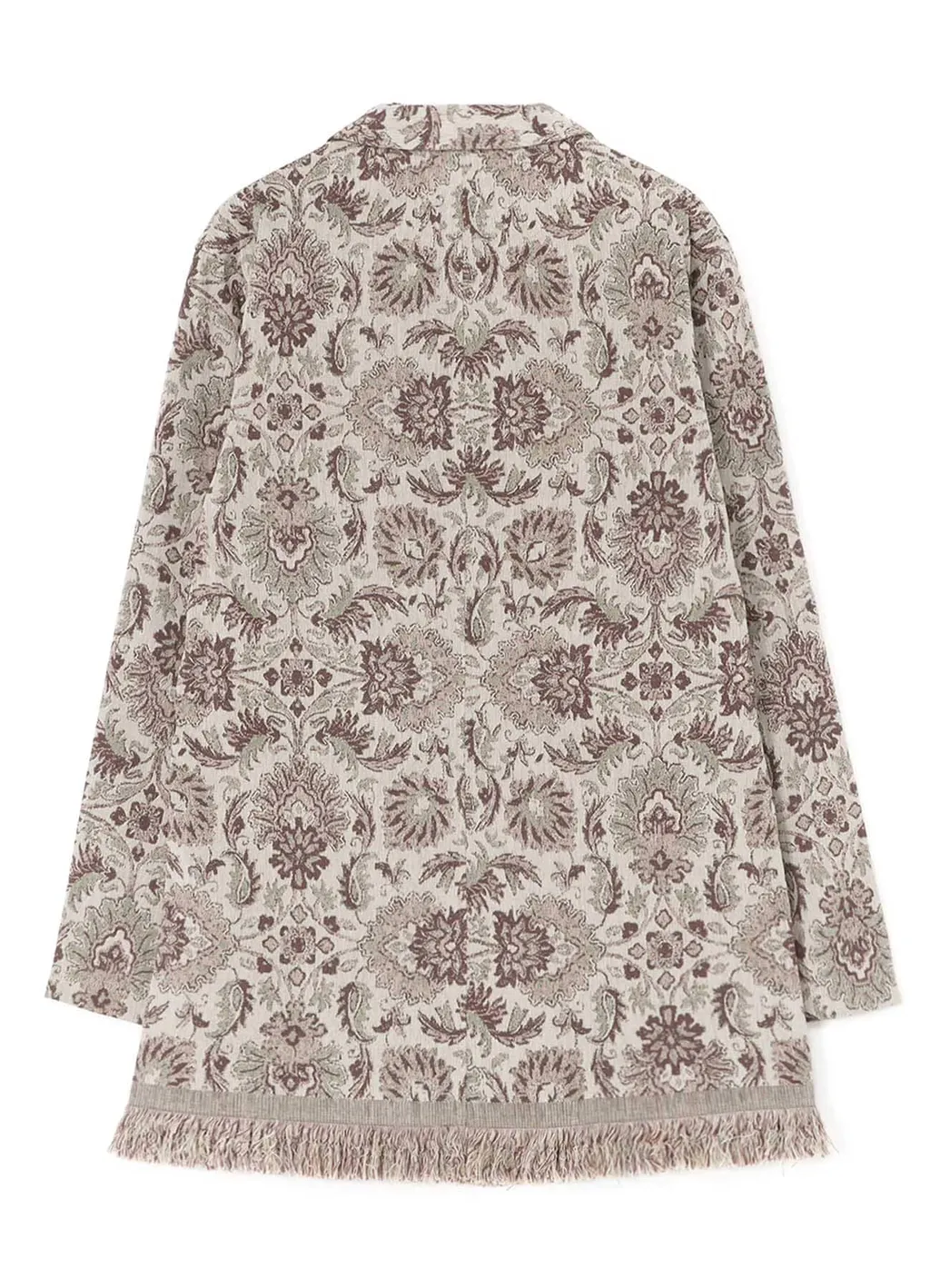 Gobelin-Style Jacquard Shirt Jacket With Fringe Hem Design