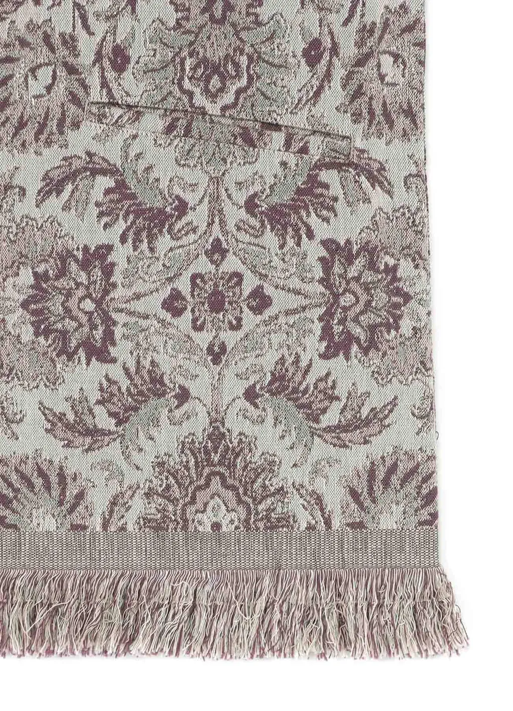 Gobelin-Style Jacquard Shirt Jacket With Fringe Hem Design