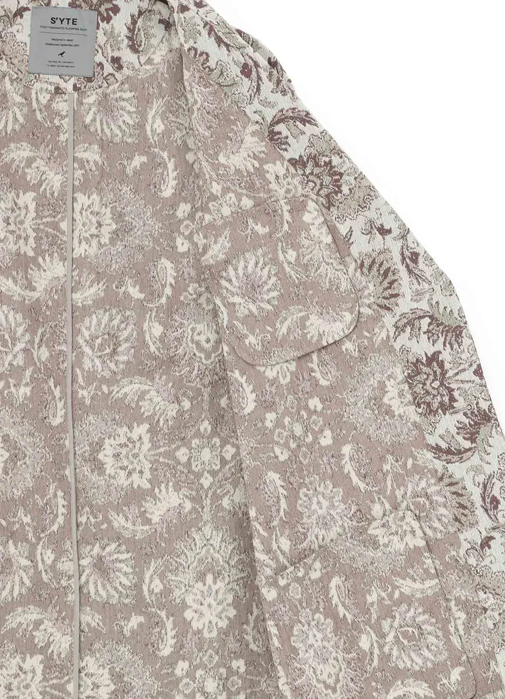 Gobelin-Style Jacquard Shirt Jacket With Fringe Hem Design