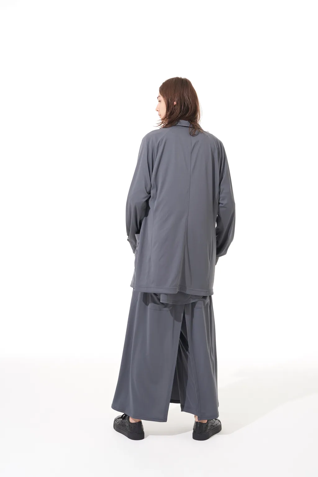 High-Gauge Polyester Smooth Jersey Layered Pants