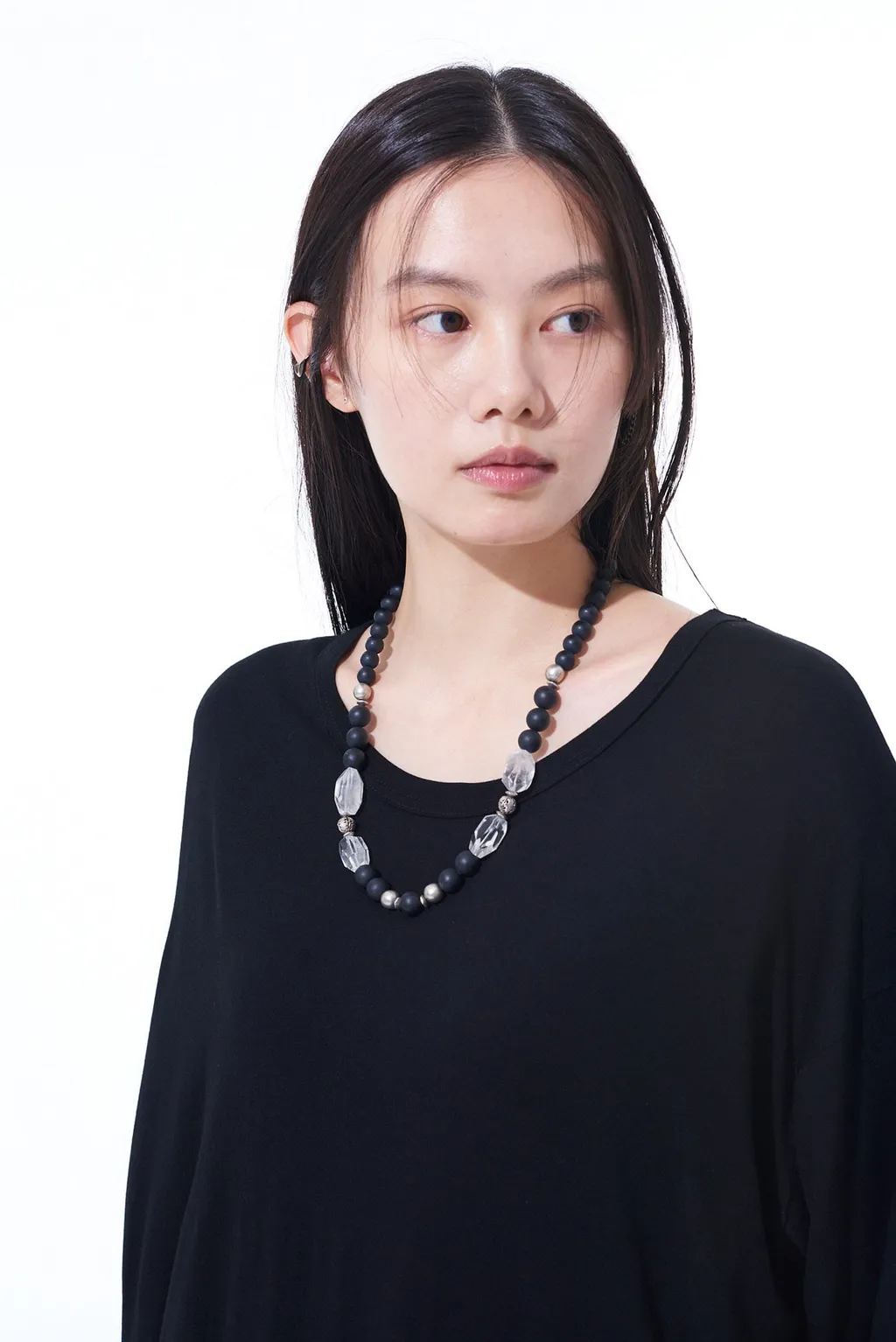 Crystal + Black Beads Necklace