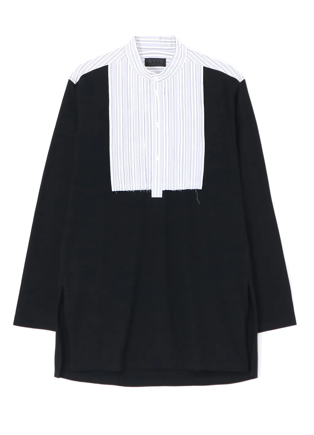 40/2 Cotton Jersey + Striped Fabric Chest Pin Tucked Shirt