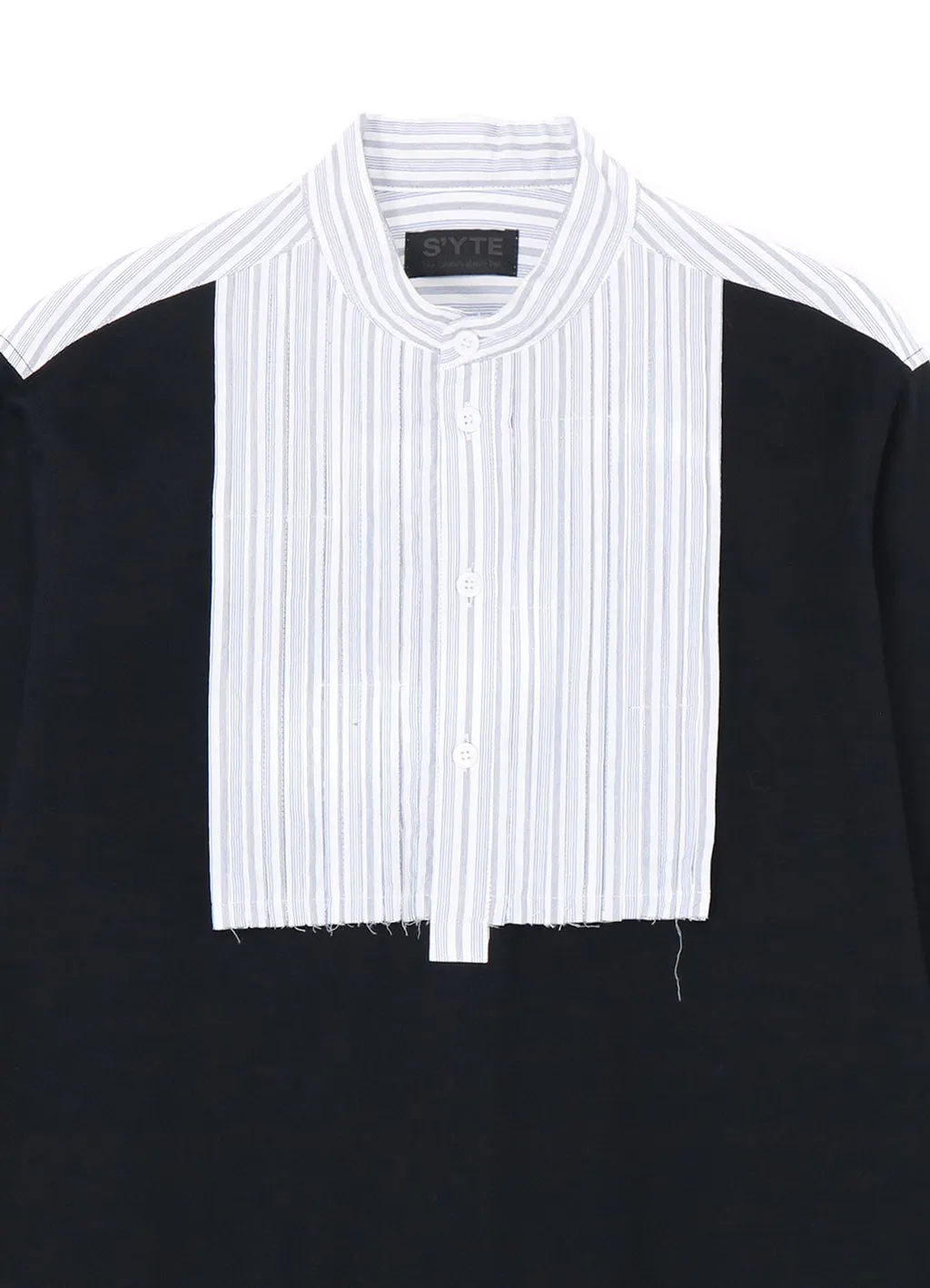 40/2 Cotton Jersey + Striped Fabric Chest Pin Tucked Shirt