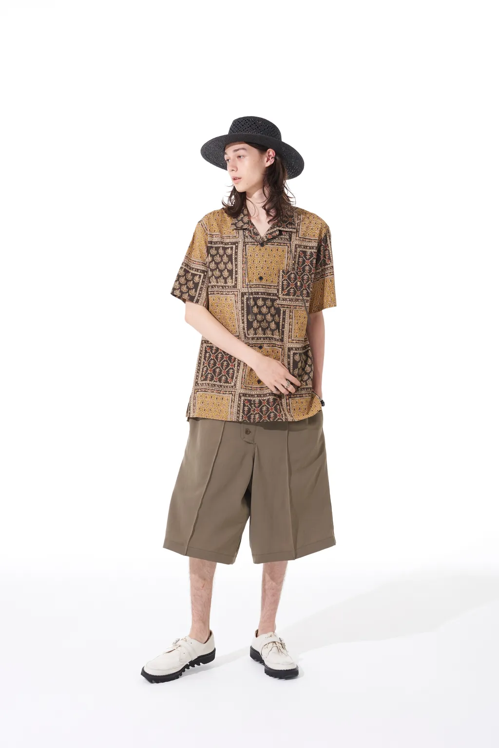 Polyester Washer Twill Button-Up Shorts
