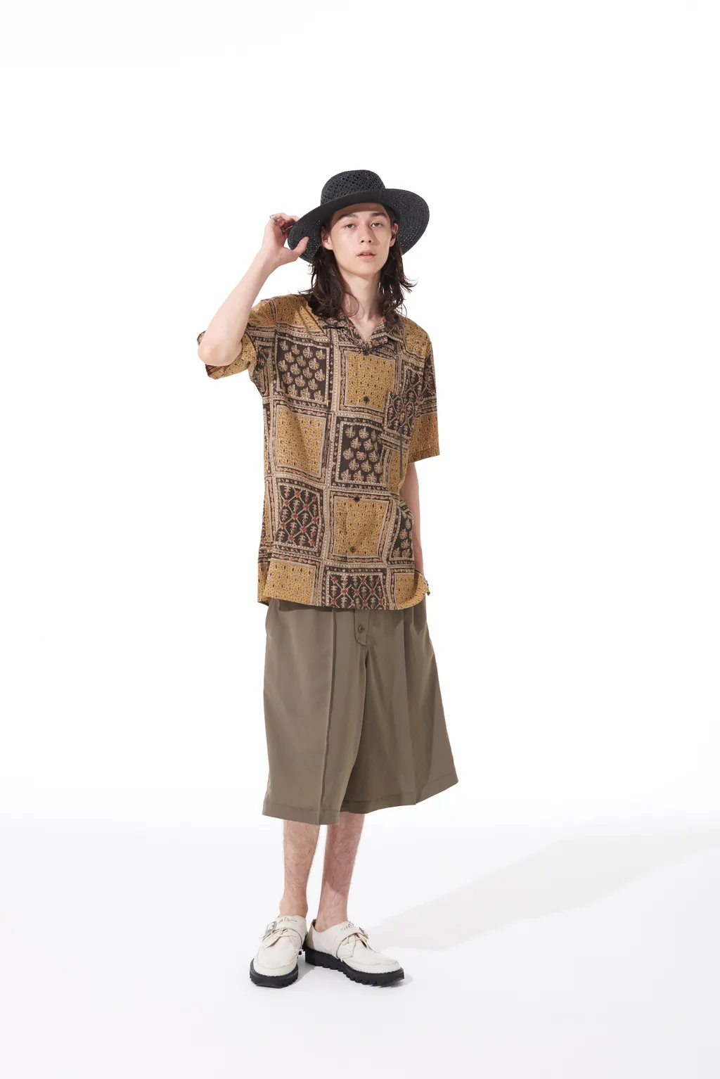 Polyester Washer Twill Button-Up Shorts