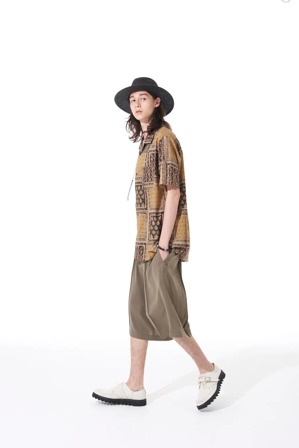 Polyester Washer Twill Button-Up Shorts