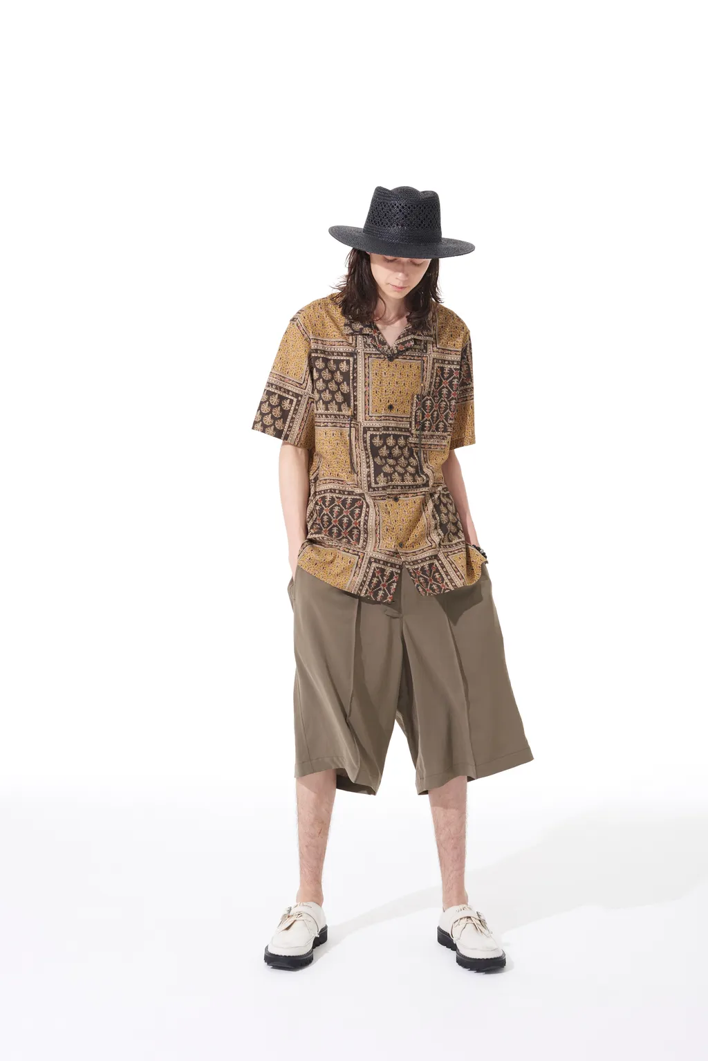 Polyester Washer Twill Button-Up Shorts
