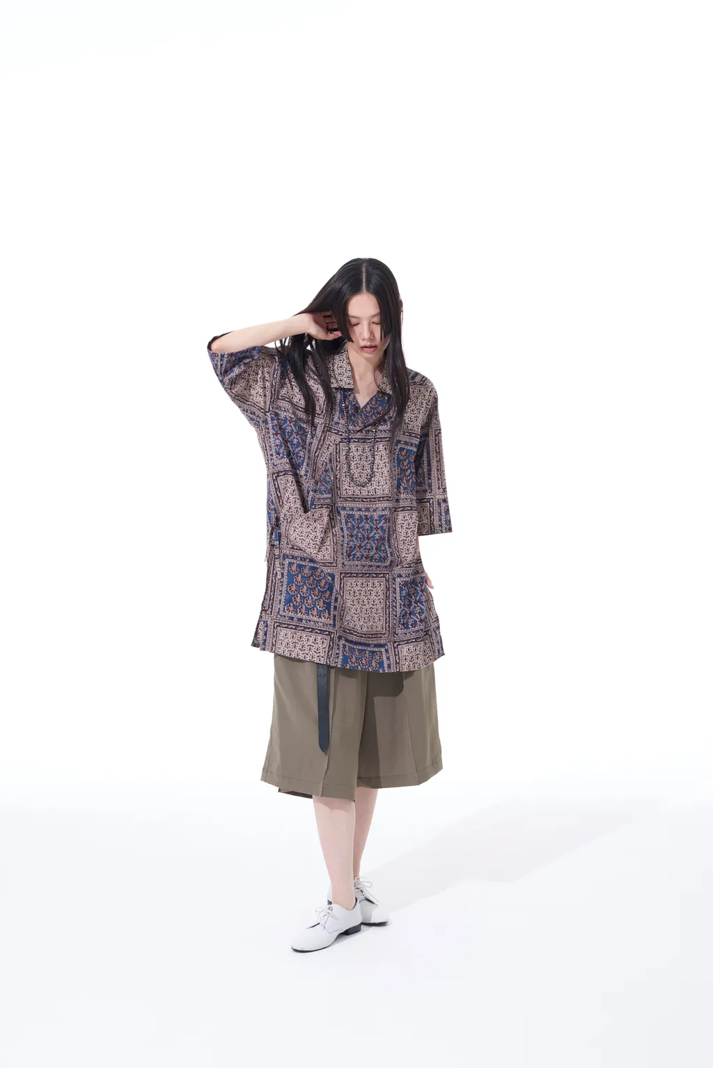 Polyester Washer Twill Button-Up Shorts