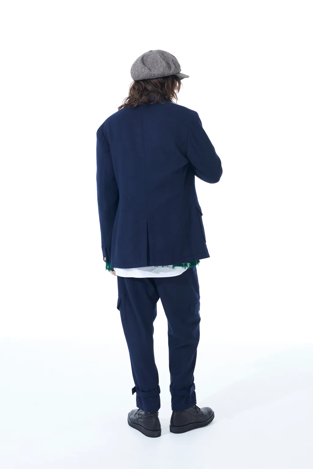 Wool Beaver Peaked Lapel 4-Button Jacket