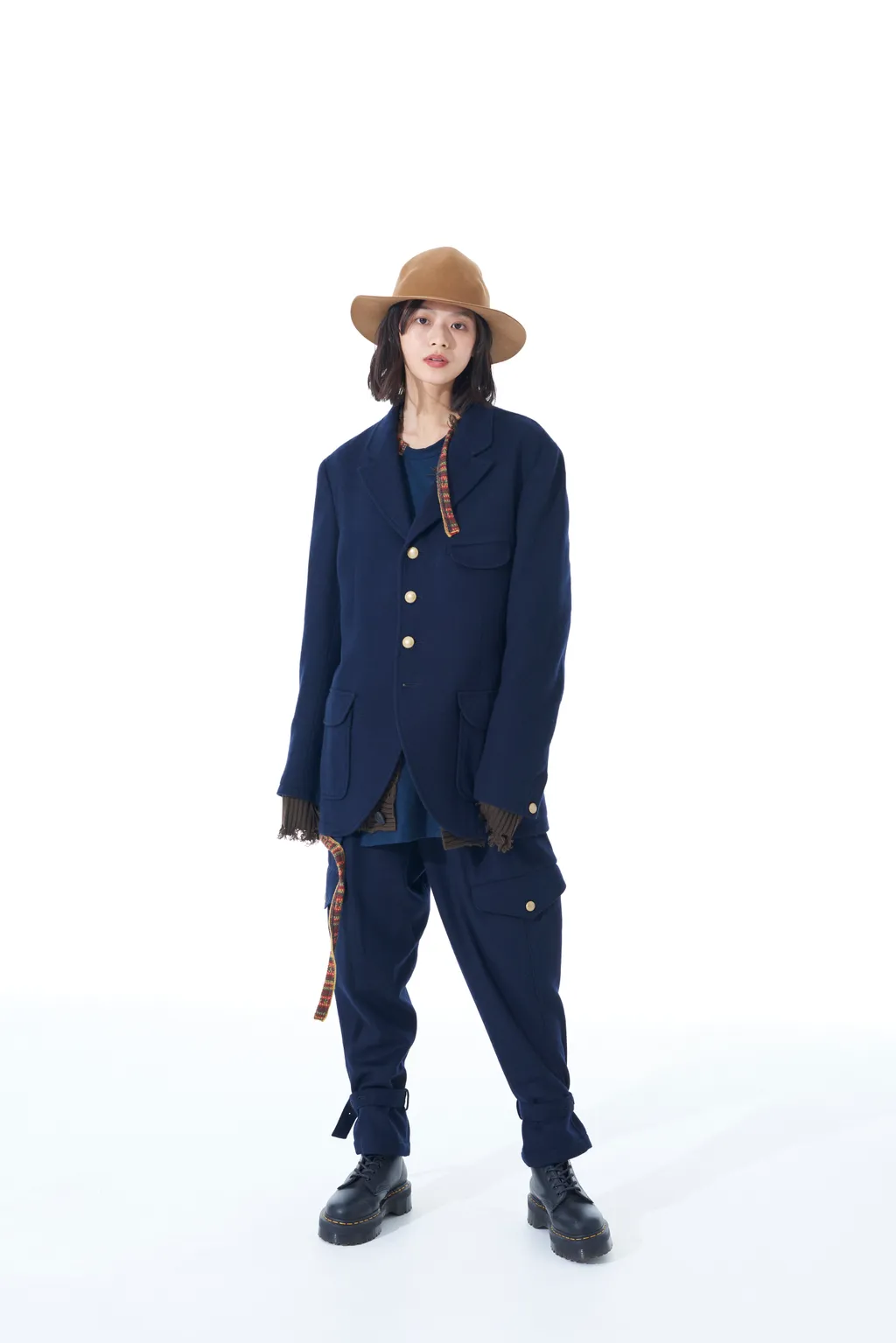 Wool Beaver Peaked Lapel 4-Button Jacket