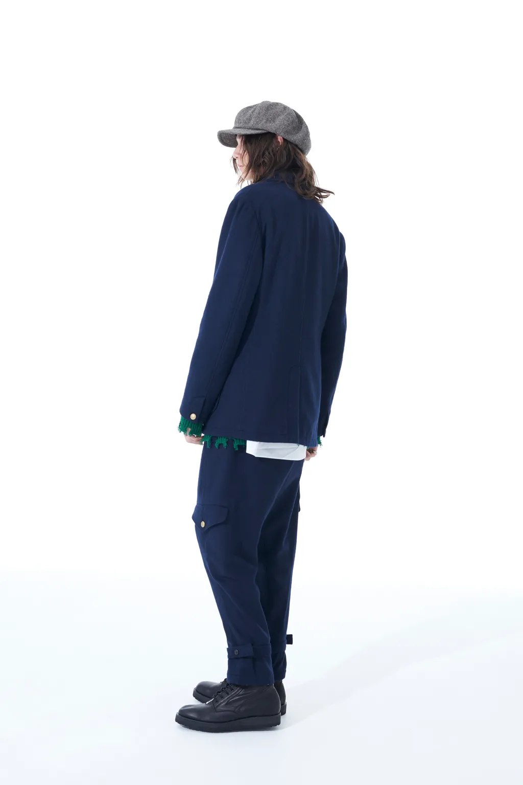 Wool Beaver Peaked Lapel 4-Button Jacket