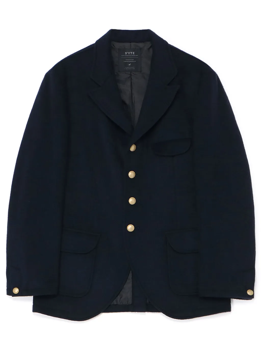 Wool Beaver Peaked Lapel 4-Button Jacket