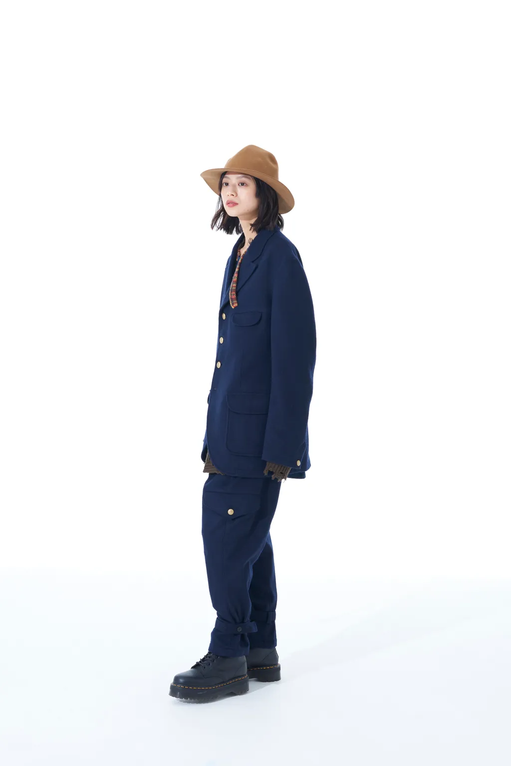 Wool Beaver Peaked Lapel 4-Button Jacket