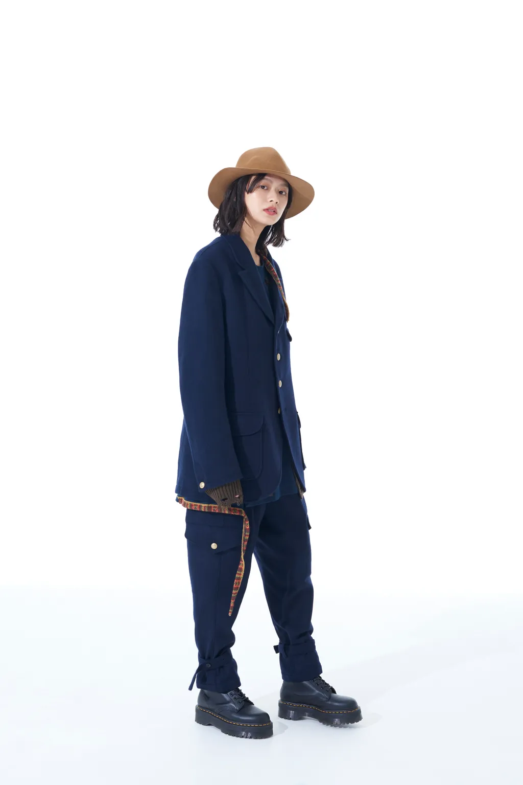 Wool Beaver Peaked Lapel 4-Button Jacket