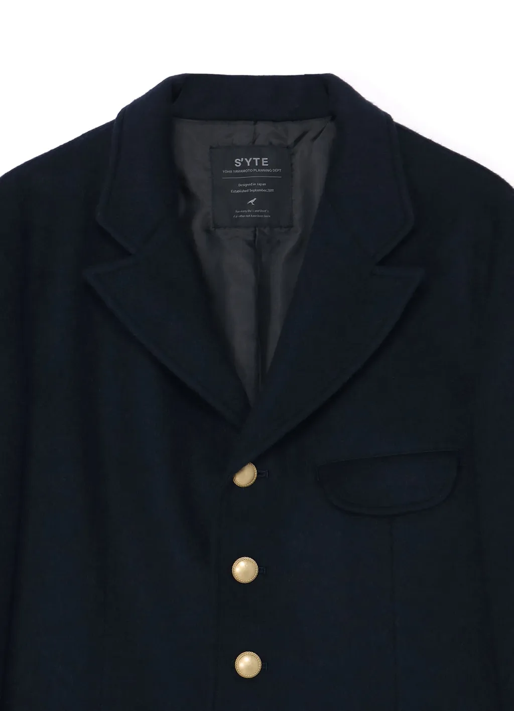 Wool Beaver Peaked Lapel 4-Button Jacket