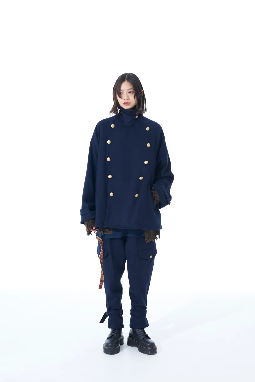 Wool Beaver Hem Belt Military Pants