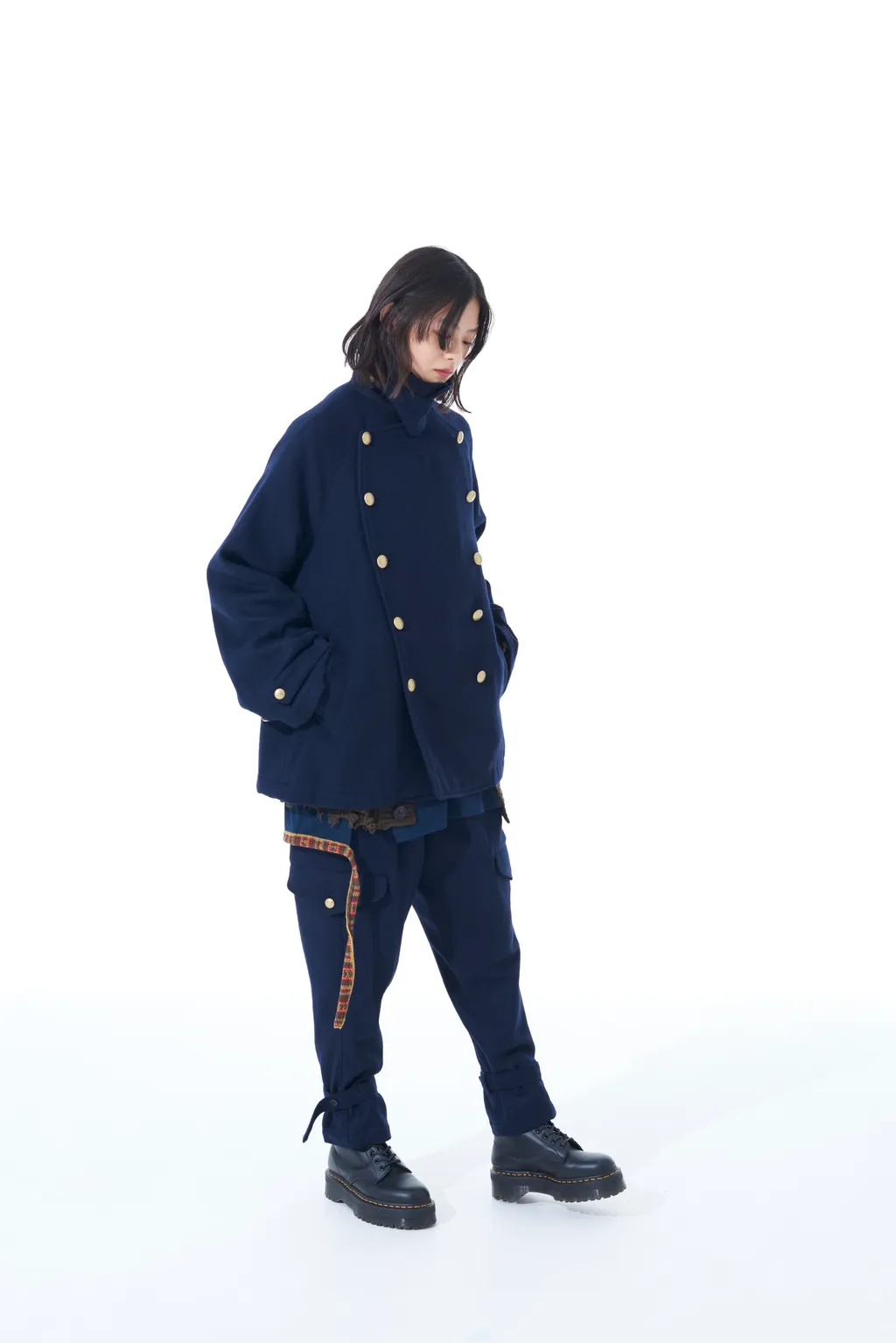 Wool Beaver Hem Belt Military Pants