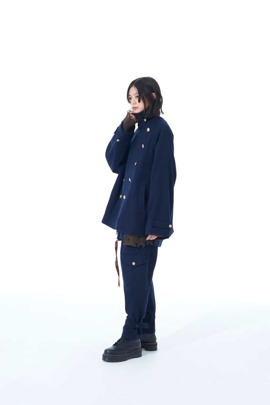 Wool Beaver Hem Belt Military Pants