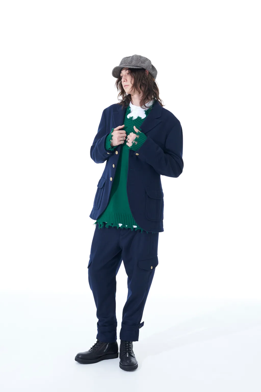 Wool Beaver Hem Belt Military Pants