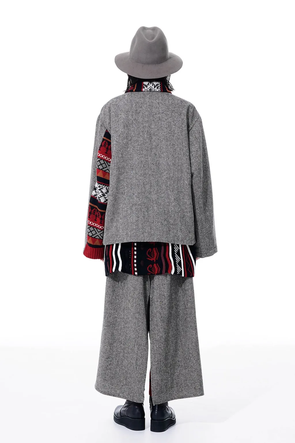Etermine Nep Tweed + Nordic Pattern Knit Wrap Pants