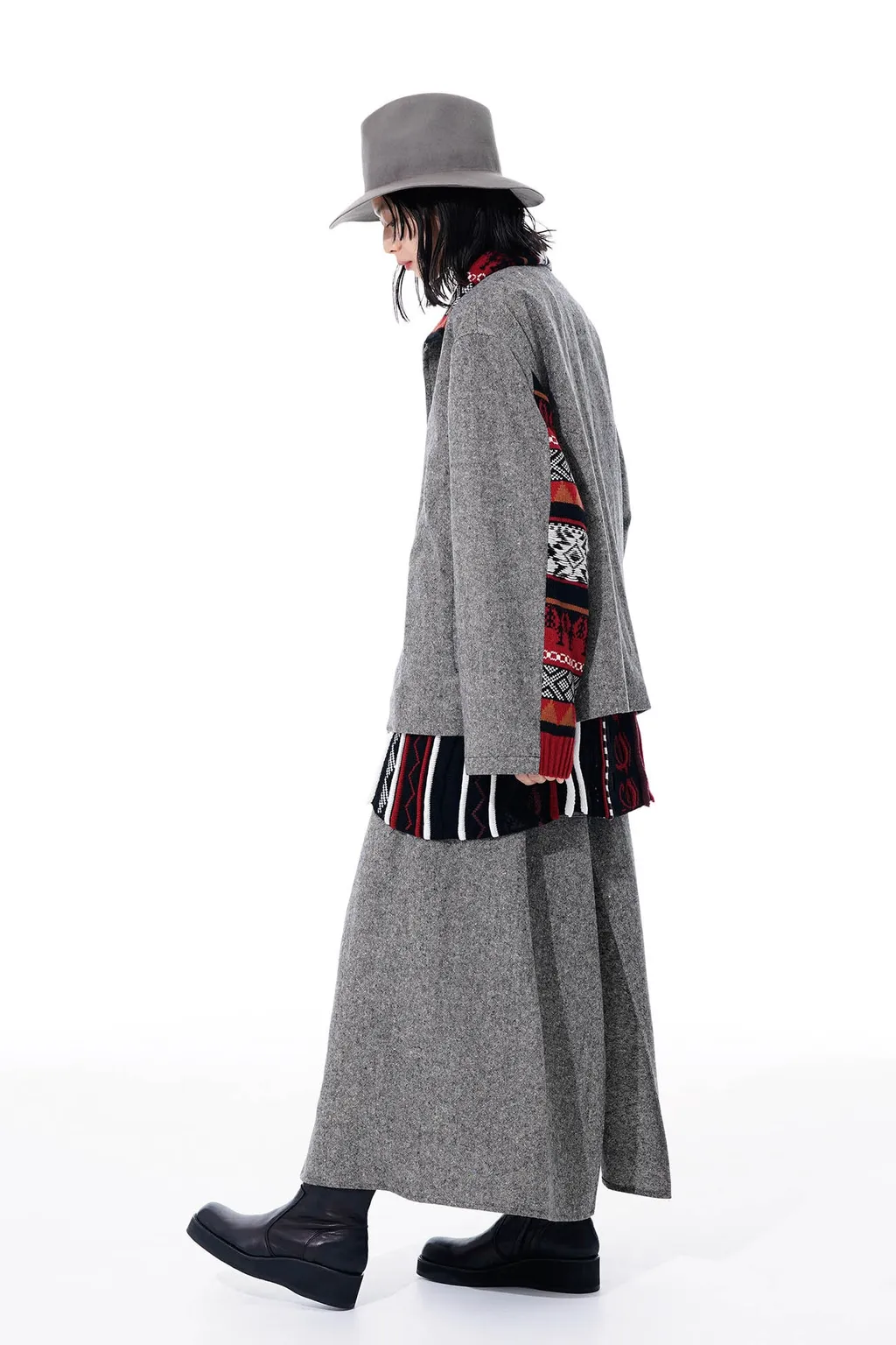 Etermine Nep Tweed + Nordic Pattern Knit Wrap Pants