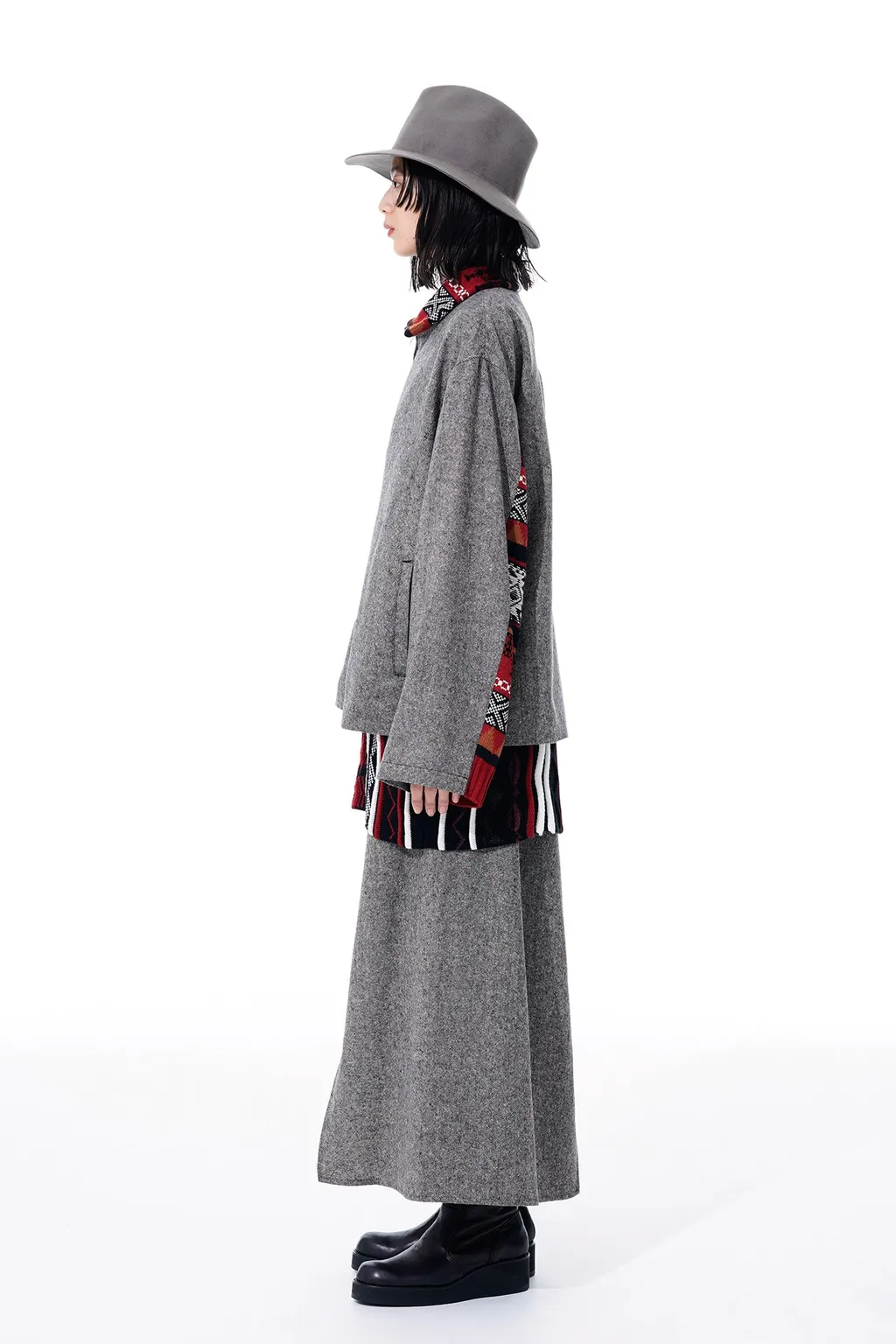 Etermine Nep Tweed + Nordic Pattern Knit Wrap Pants