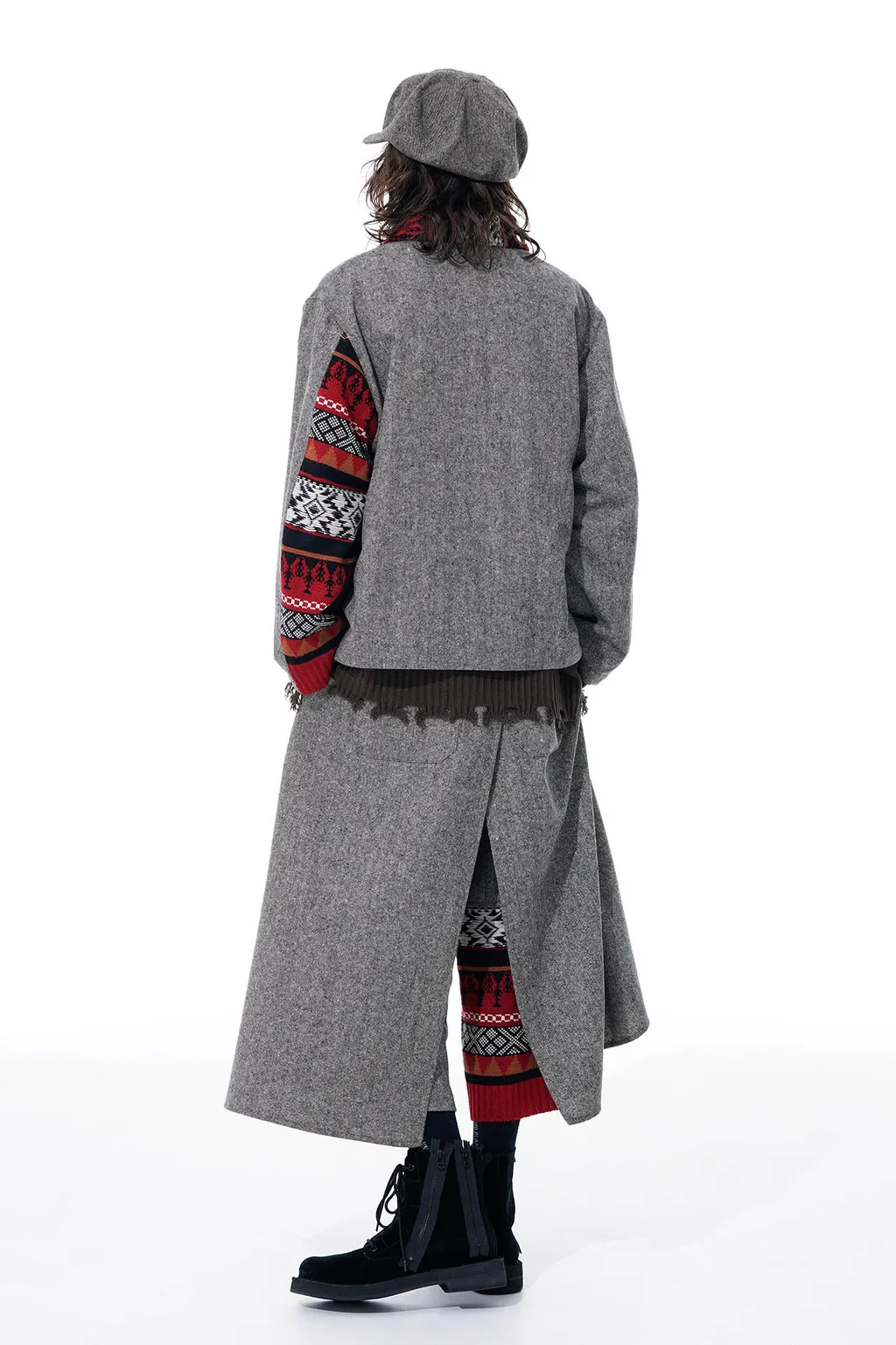 Etermine Nep Tweed + Nordic Pattern Knit Wrap Pants