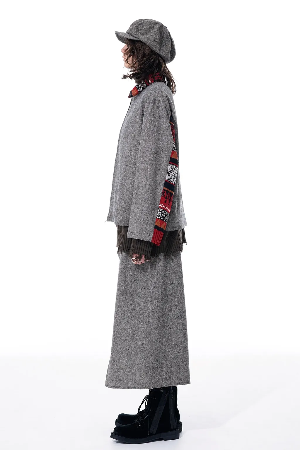 Etermine Nep Tweed + Nordic Pattern Knit Wrap Pants