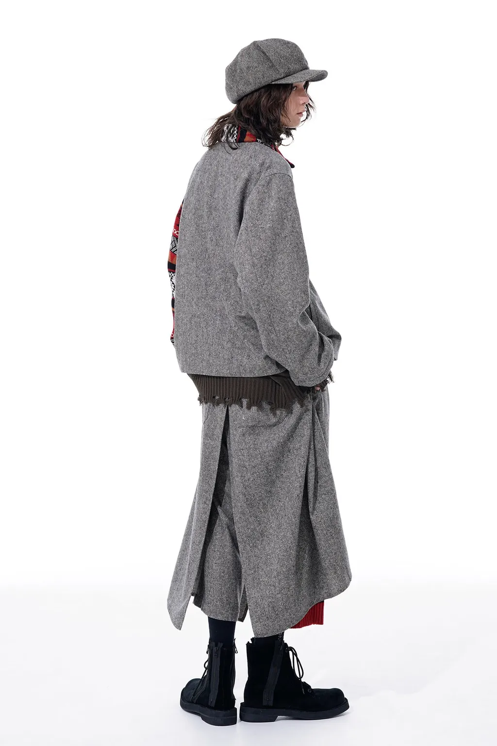 Etermine Nep Tweed + Nordic Pattern Knit Wrap Pants