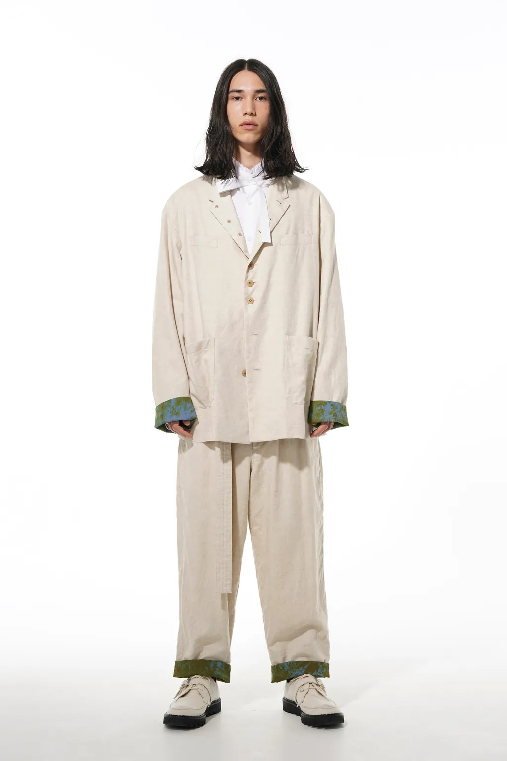 Li/C Washer Twill Tie Dye 2-Tuck Tapered Belt Pants