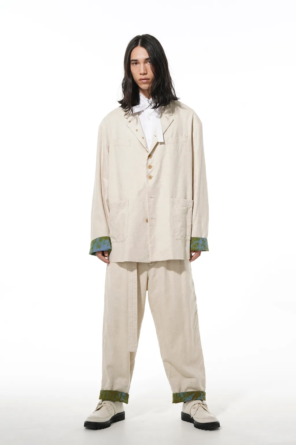 Li/C Washer Twill Tie Dye 2-Tuck Tapered Belt Pants