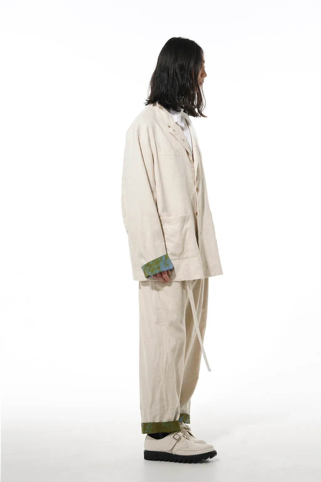 Li/C Washer Twill Tie Dye 2-Tuck Tapered Belt Pants